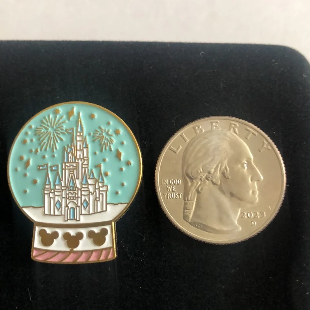 Mickey inspired enamel castle globe pin unisex